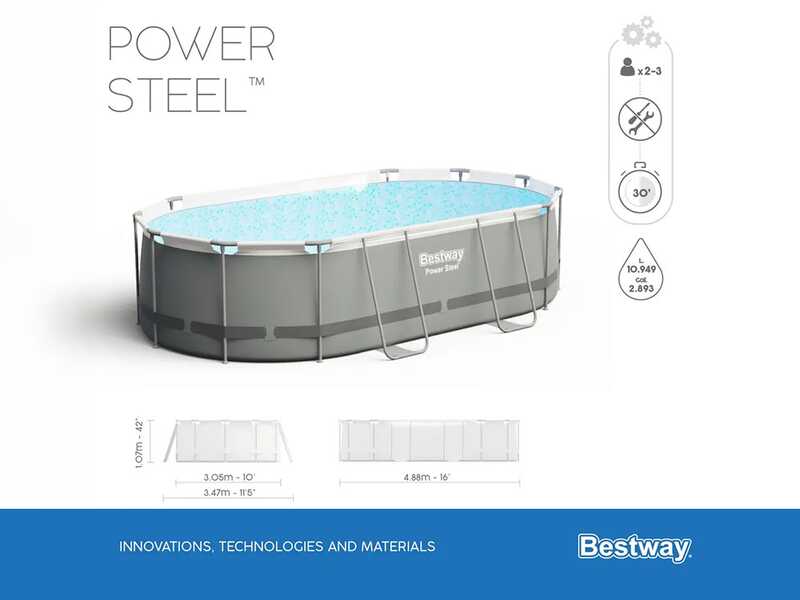 Bestway Power Steel 56448 - 488x305x107 cm - Piscina Ovale