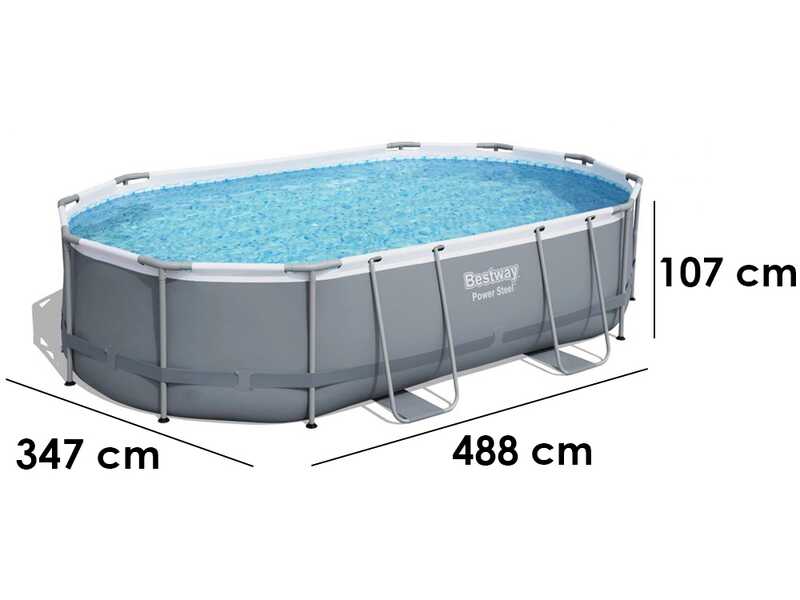 Bestway Power Steel 56448 - 488x305x107 cm - Piscina Ovale
