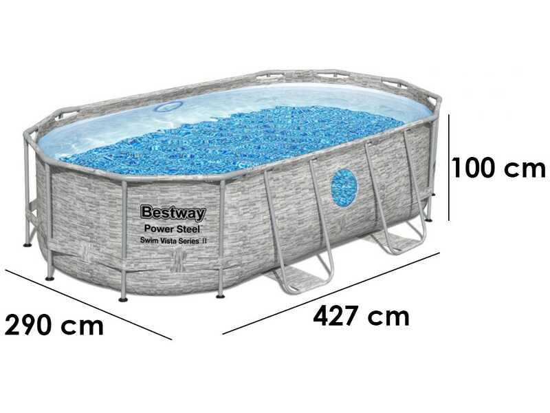 Bestway Power Steel Swim Vista 56714 - 427x250x100 cm - Piscina Ovale