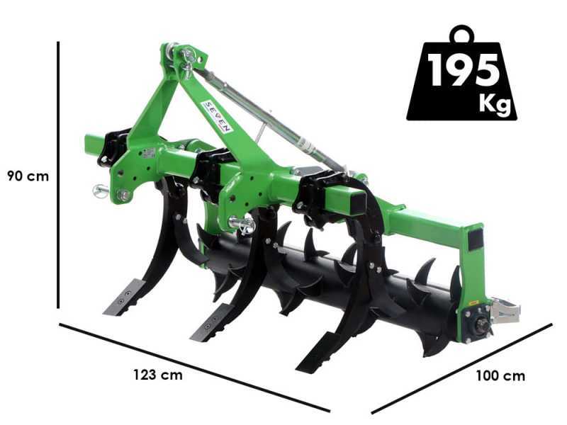 Seven Italy Simply - Ripuntatore a 3 elementi 120 cm rullo meccanico