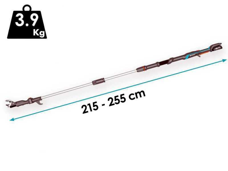 Gardena HighCut 250/18V Solo - Forbice elettrica da potatura su asta - SENZA BATTERIA E CARICABATTERIA