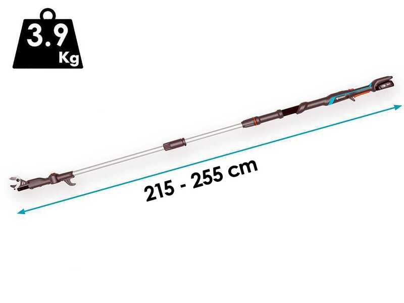 Gardena HighCut 250/18V P4A - Forbice elettrica da potatura su asta - 18V 2ah - Diametro di taglio 28mm