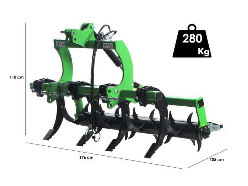 Seven Italy BIG - Ripuntatore a 4 elementi 160 cm rullo idraulico