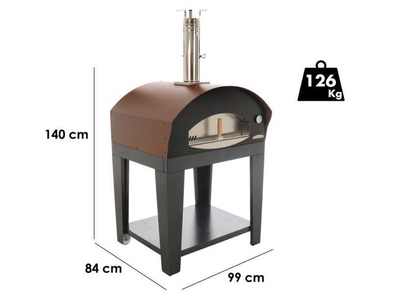 Rossofuoco Benni Marrone - Forno a legna da esterno con carrello