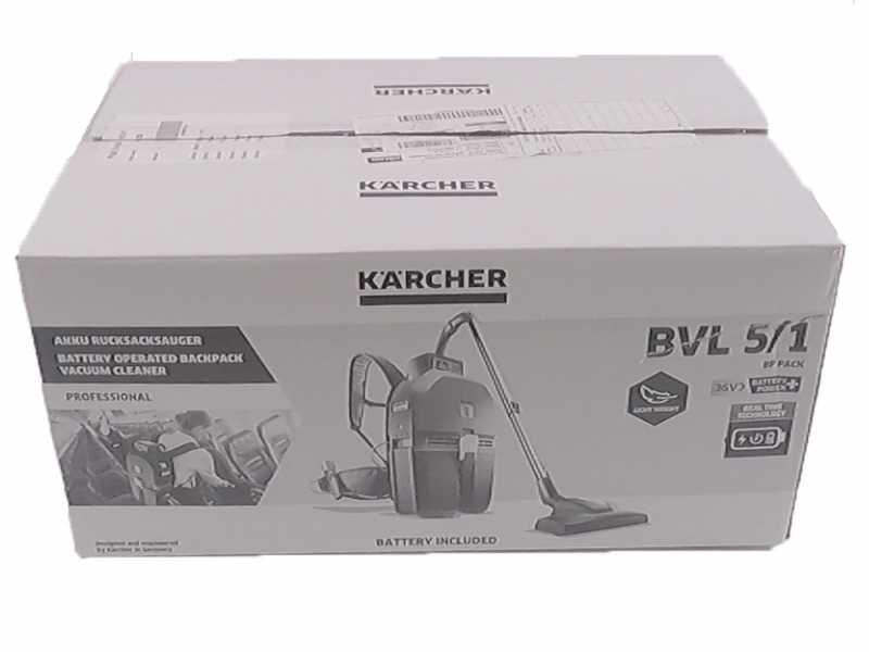 Karcher PRO BVL 3/1 Bp - Aspirapolvere a zaino professionale a batteria - 36V - SENZA BATTERIE E CARICABATTERIE