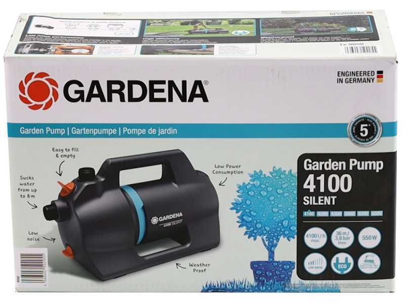 Gardena 4100 Silent - Pompa elettrica per irrigazione da giardino - motore 550 W