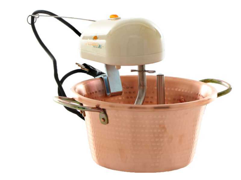 LAR Polentamatic - Paiolo in rame elettrico martellato per polenta a base piana 4.5L - 8W