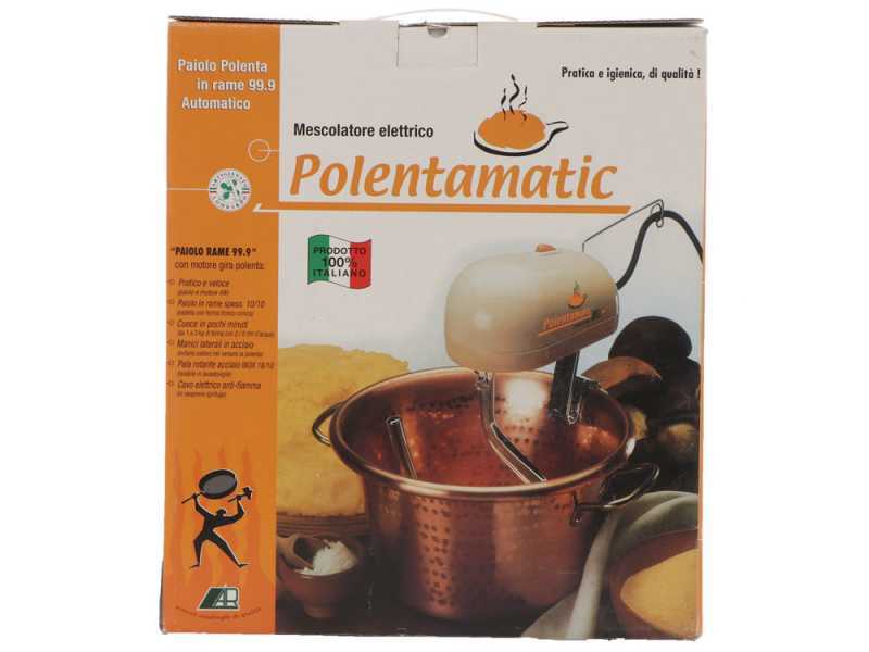 LAR Polentamatic - Paiolo in rame elettrico martellato per polenta a base piana 4.5L - max 8W