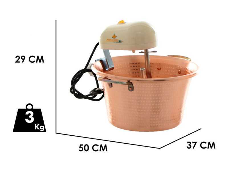 LAR Polentamatic - Paiolo in rame elettrico martellato per polenta a base piana 6.5L - 8W