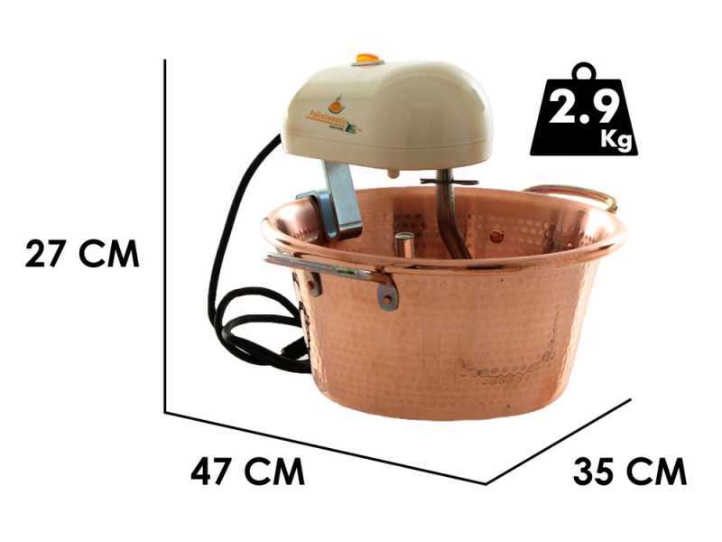 LAR Polentamatic - Paiolo in rame elettrico martellato per polenta a induzione 4.5L - 8W