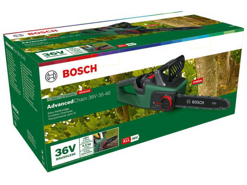 Bosch AdvancedChain 36V-35-40 - Elettrosega a batteria da taglio - 36V 2Ah - Lama da 35cm