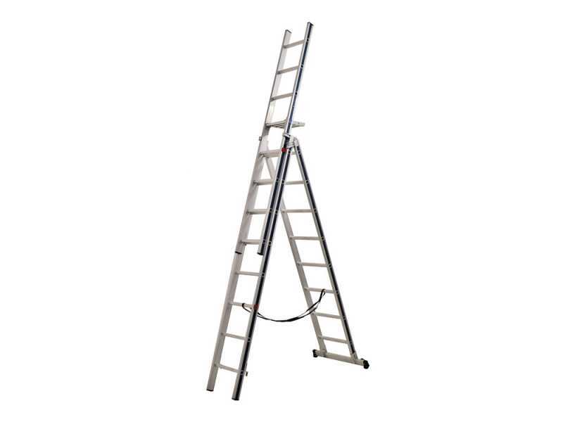 S.T.P. Europa A09A3250, 3x8 gradini, 5.60 m - Scala telescopica in alluminio - Altezza stimata operativa 6.60 m