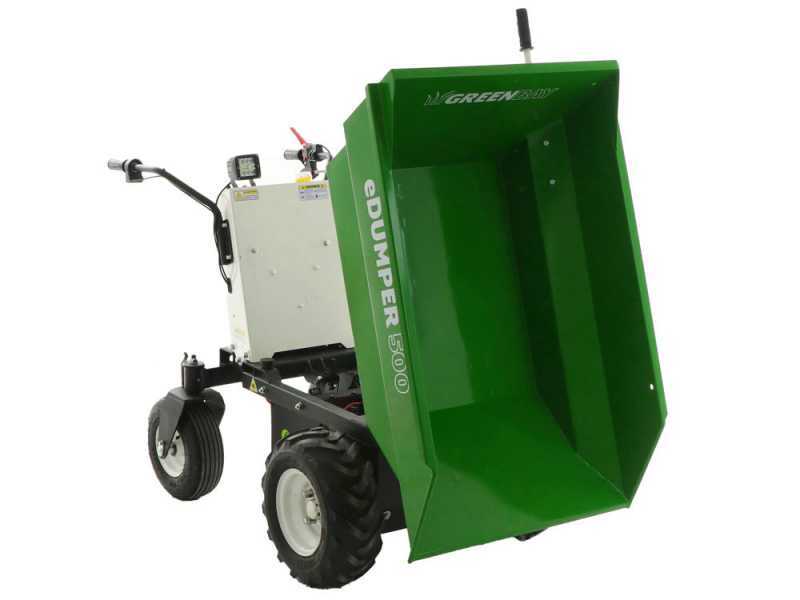 GreenBay eDumper 500 - Motocarriola a batteria 48V 32Ah - Cassone dumper