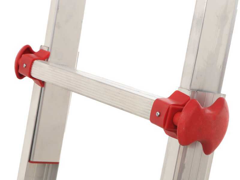 S.T.P. New Red A20NR, 2x8 gradini, 3.90 m - Scala in alluminio telescopica - Altezza stimata operativa 4.90 m