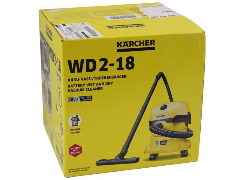 Karcher WD 2-18 - Bidone aspiratutto - Fusto 12 l - 18 V - SENZA BATTERIE E CARICABATTERIE