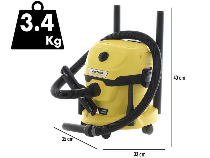 Karcher WD 2-18 - Bidone aspiratutto - Fusto 12 l - 18V 2,5Ah