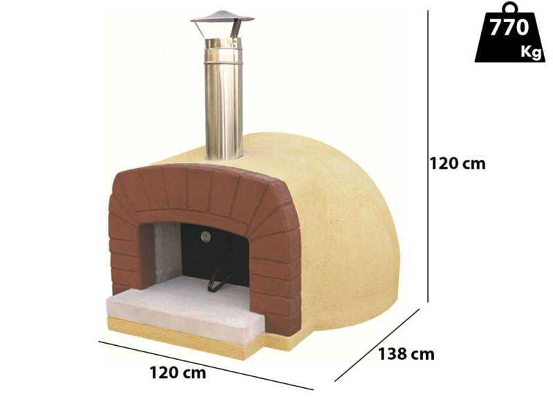 Linea VZ Etna - Forno a legna da esterno con piano cottura &Oslash; 85 cm - Capacit&agrave; cottura 3 pizze