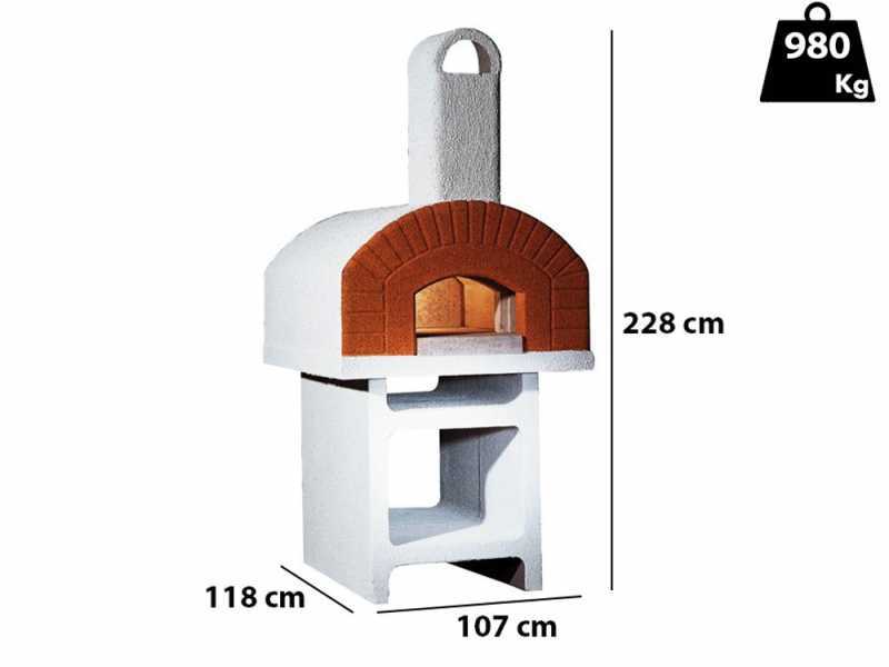 Linea VZ Portici - Forno a legna da esterno con base in cemento - Con camera di cottura 72x70 cm