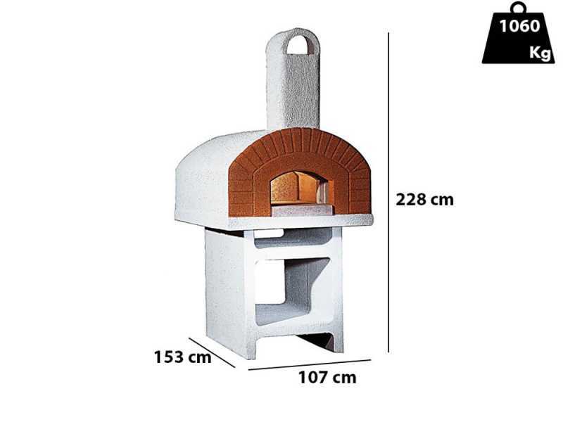 Linea VZ Pozzuoli - Forno a legna da esterno con base in cemento - Con camera  di cottura 72x105 cm