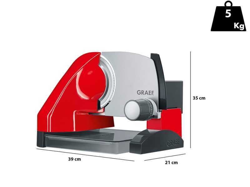 Graef SKS 500 Rossa - Affettatrice 2 in 1 con affettaverdure - Lama da 170 mm