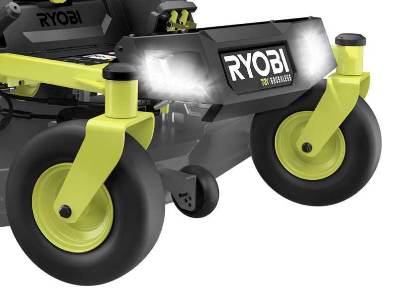 Ryobi ZTRX137 - Trattorino tagliaerba a batteria a raggio zero - 72V/30Ah - taglio da 137cm - 2in1
