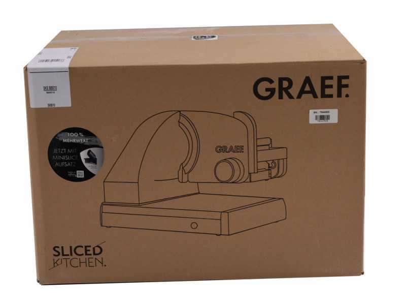 Graef SKS Line 850 Silver - Affettatrice a sbalzo con lama da 170 mm - Con tagliere in legno e cassetto portacoltelli