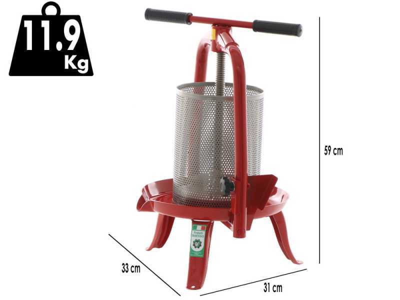 Baesso V20 - Torchio a vite per frutta e verdura 9L - Gabbia in INOX