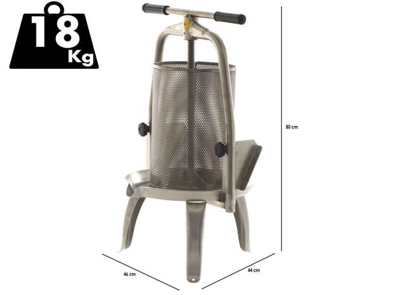 Baesso V25 Inox - Torchio a vite per frutta e verdura 20L - Gabbia in INOX