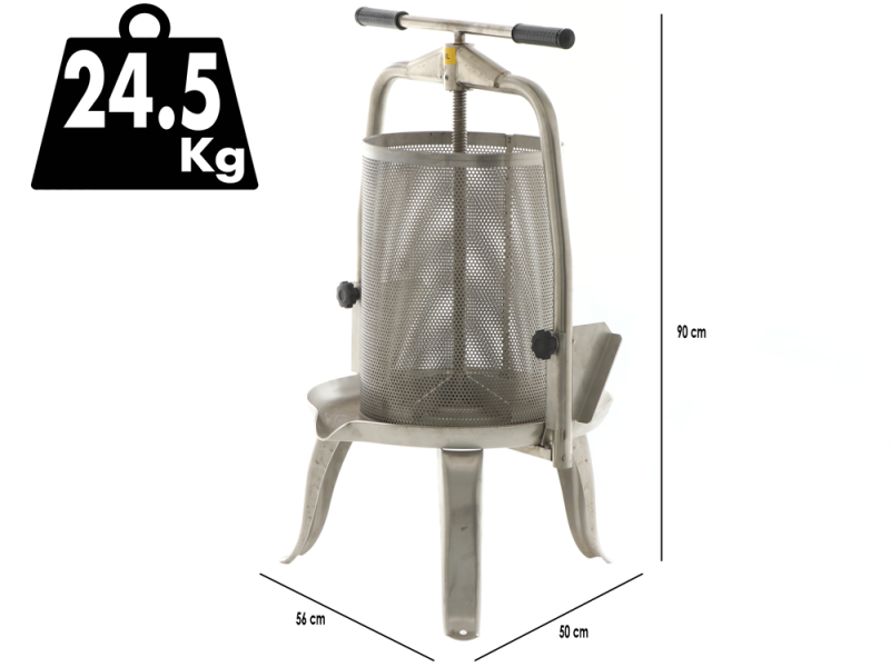Baesso V30 Inox - Torchio a vite per frutta e verdura 30L - Gabbia in INOX