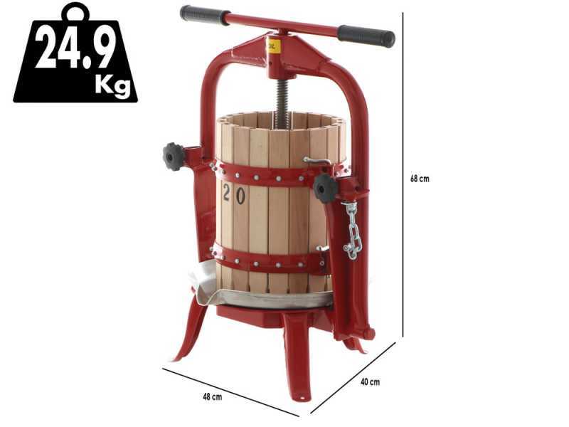 Baesso F20 - Torchio a vite per frutta e verdura 11L - Gabbia in legno