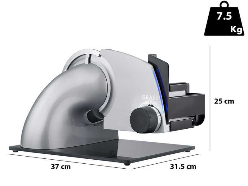 Graef SKS Line 700 Silver - Affettatrice a sbalzo con lama da 170 mm - Con illuminazione a Led