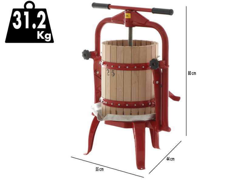Baesso F25 - Torchio a vite per frutta e verdura 20L - Gabbia in legno