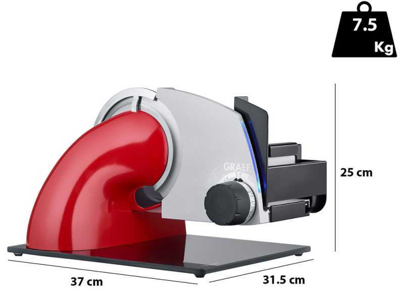 Graef SKS Line 700 Rossa - Affettatrice a sbalzo con lama da 170 mm - Con illuminazione a Led