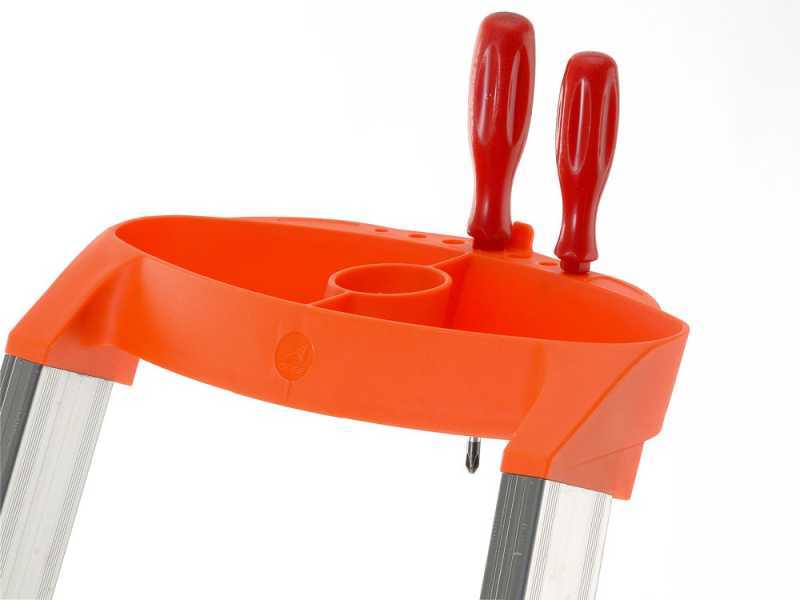 Gierre Stabila AL720, 5 gradini, 2.11 m - Scalandrino in alluminio con cavalletto - Altezza stimata operativa 3.11 m