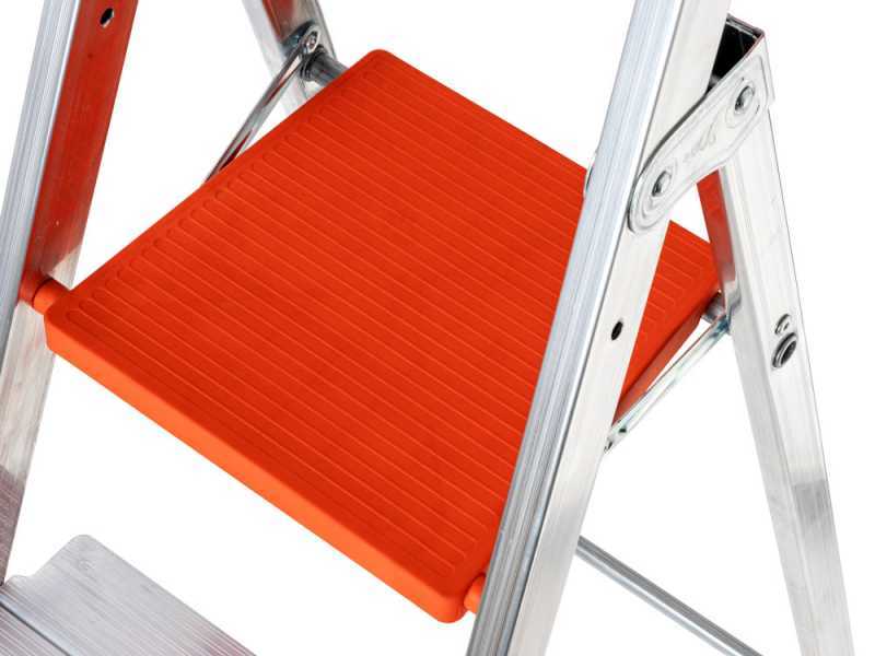 Gierre Stabila AL740, 7 gradini, 2.60 m - Scalandrino in alluminio con cavalletto - Altezza stimata operativa 3.60 m