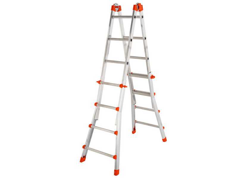 Gierre Peppina AL003, 2x9 gradini, 4.34 m - Scala in alluminio telescopica - Altezza stimata operativa 5.34 m
