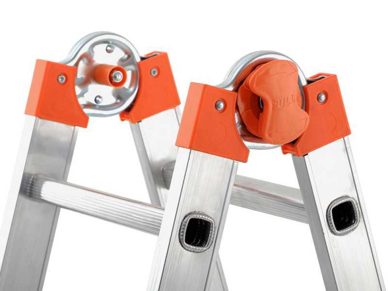Gierre Peppina AM020, 2x9 gradini, 4.33 m - Scala in acciaio+alluminio telescopica - Altezza stimata operativa 5.33 m