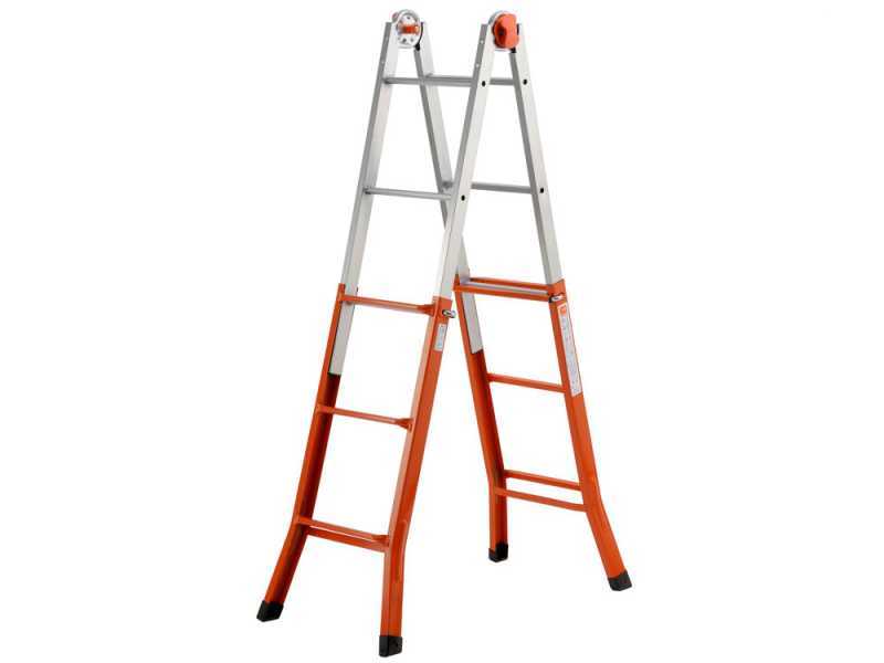 Gierre Peppina A0010, 2x6 gradini, 2.81 m - Scala in acciaio telescopica - Altezza stimata operativa 3.70 m