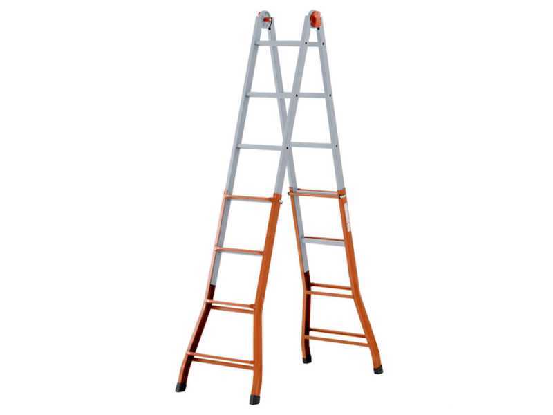 Gierre Peppina A0050, 2x9 gradini, 4.32 m - Scala in acciaio telescopica - Altezza stimata operativa 5.32 m
