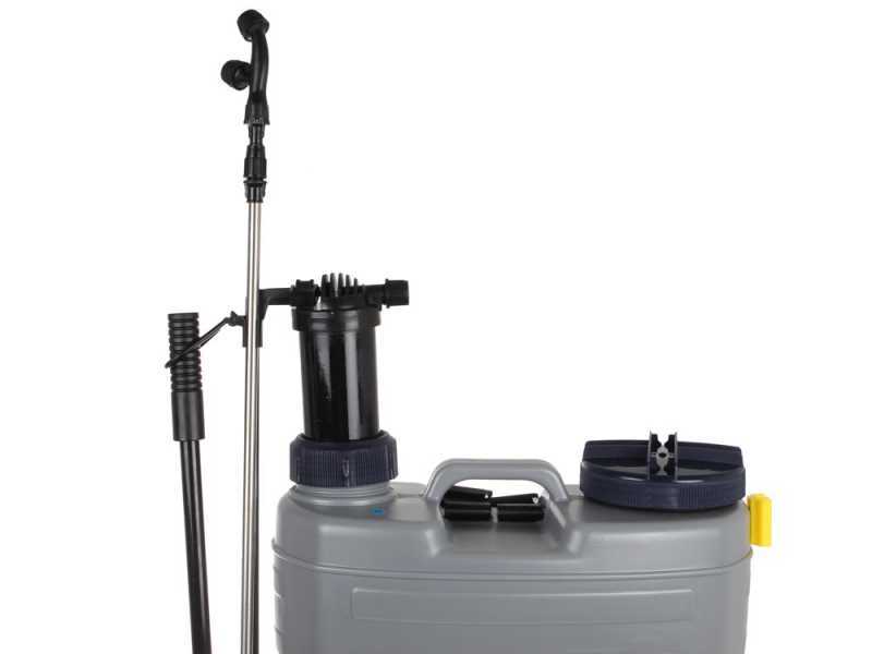 BullMach Pandora 16EM Li - Pompa irroratrice a spalla elettrica a batteria e manuale - 12V - 8Ah