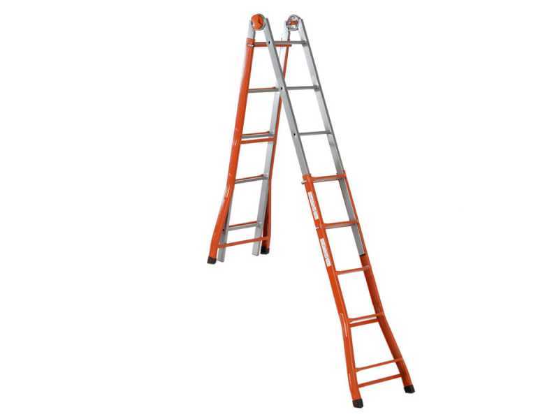 Gierre Peppina A0080, 2x10 gradini, 4.85 m - Scala in acciaio telescopica - Altezza stimata operativa 5.85 m