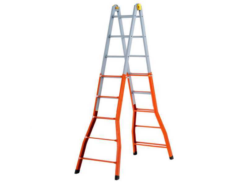 Gierre Peppina A0080, 2x10 gradini, 4.85 m - Scala in acciaio telescopica - Altezza stimata operativa 5.85 m