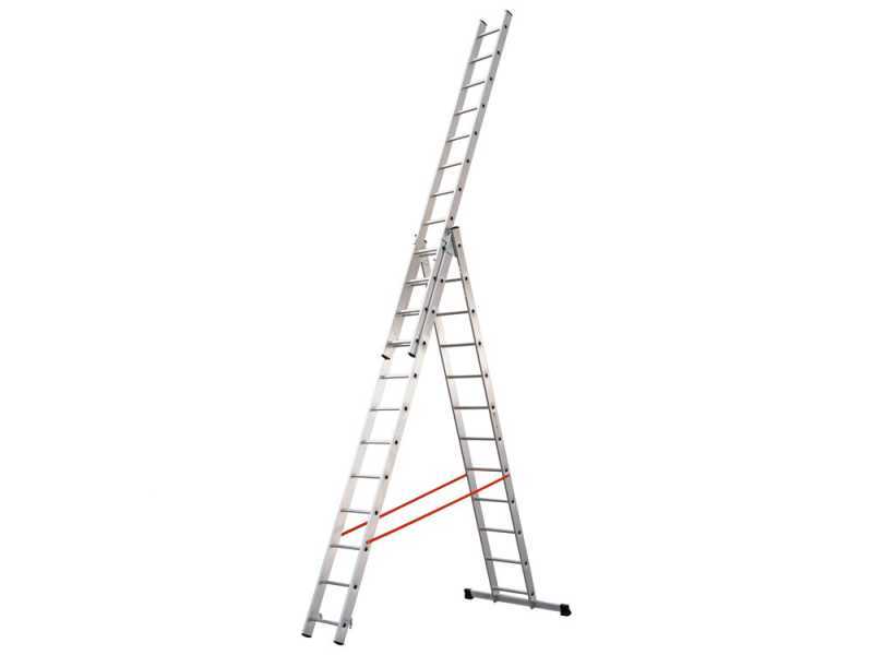Gierre Modula AL445, 3x12 gradini, 7.68 m - Scala in alluminio - Altezza stimata operativa 8.68 m