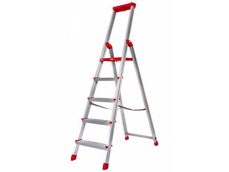 Sicos Supra, 5 gradini, 1.82 mt - Scalandrino in alluminio con cavalletto