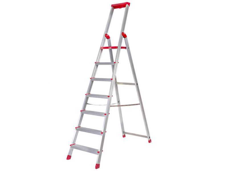 Sicos Supra, 7 gradini, 2.28 mt - Scalandrino in alluminio con cavalletto