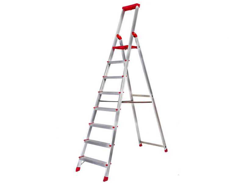 Sicos Supra, 8 gradini, 2.51 mt - Scalandrino in alluminio con cavalletto