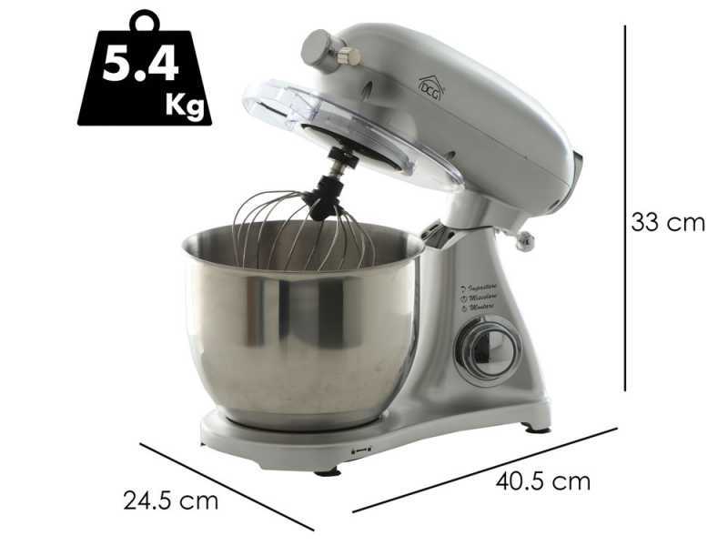 DCG KM1510S 7l - Impastatrice planetaria - Vasca acciaio 7 litri - Multi attrezzo a sgancio rapido