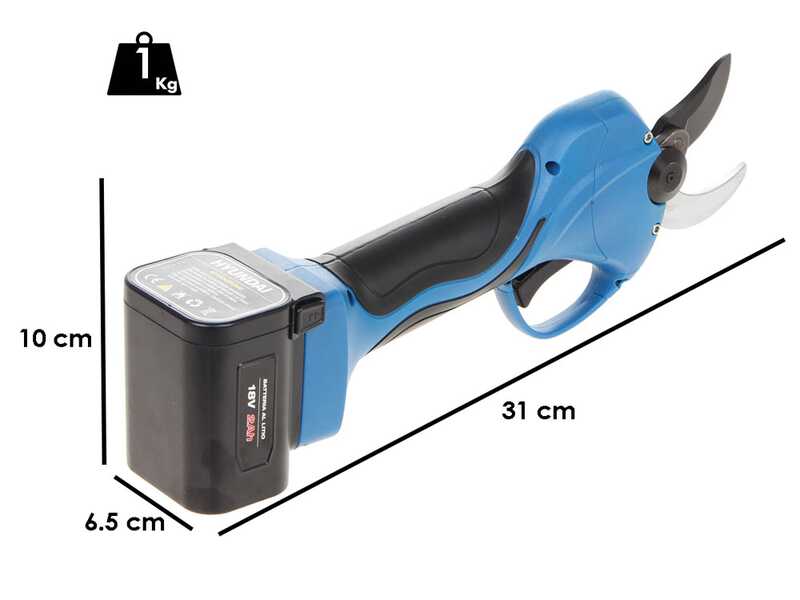 Hyundai SC-8608 - Forbice elettrica da potatura - 2x 18V 6Ah - Diametro di taglio 32mm