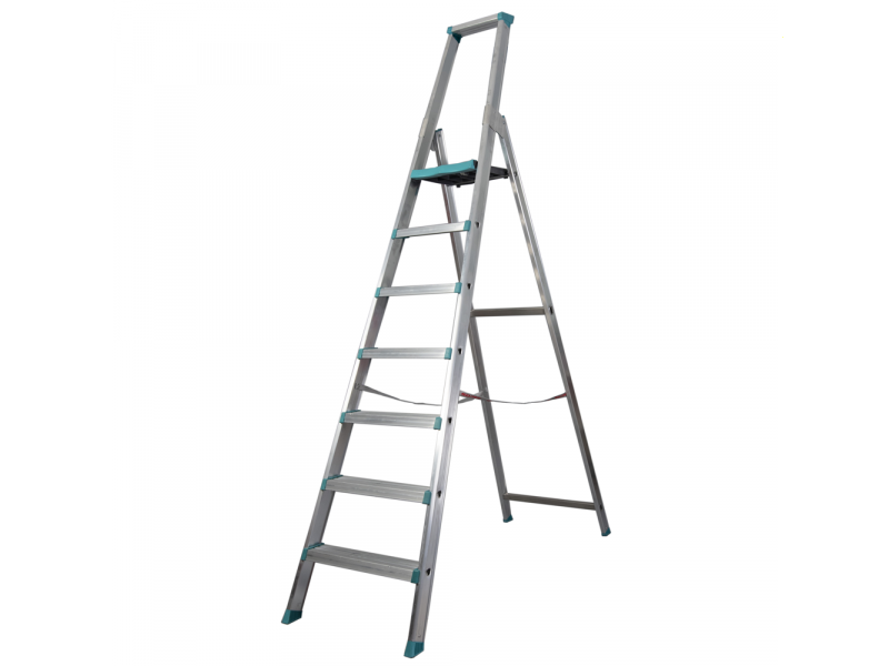 Sicos Maxima 040.017, 7 gradini, 2.28 m - Scalandrino in alluminio con cavalletto - Altezza stimata operativa 3.28 m