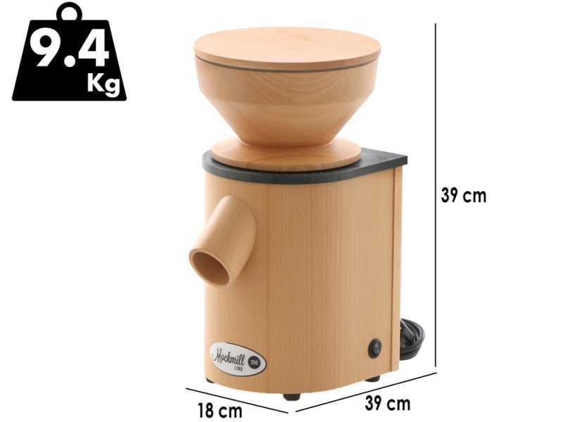 Mockmill Lino 200 - Mulino per farina - In legno - Motore elettrico 600 watt